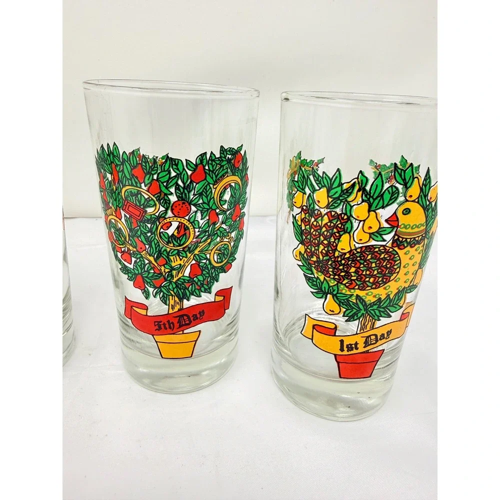 Vintage 12 Days of Christmas Indiana Glass USA Water Tumbler 12oz Set of 4